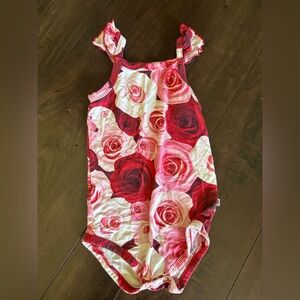 Floral Rose Print Sleeveless Infant Girl Onsie